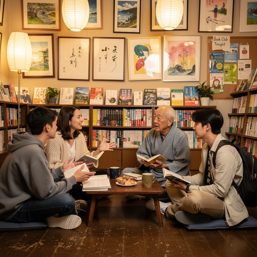 書店内の落ち着いた読書スペースの写真