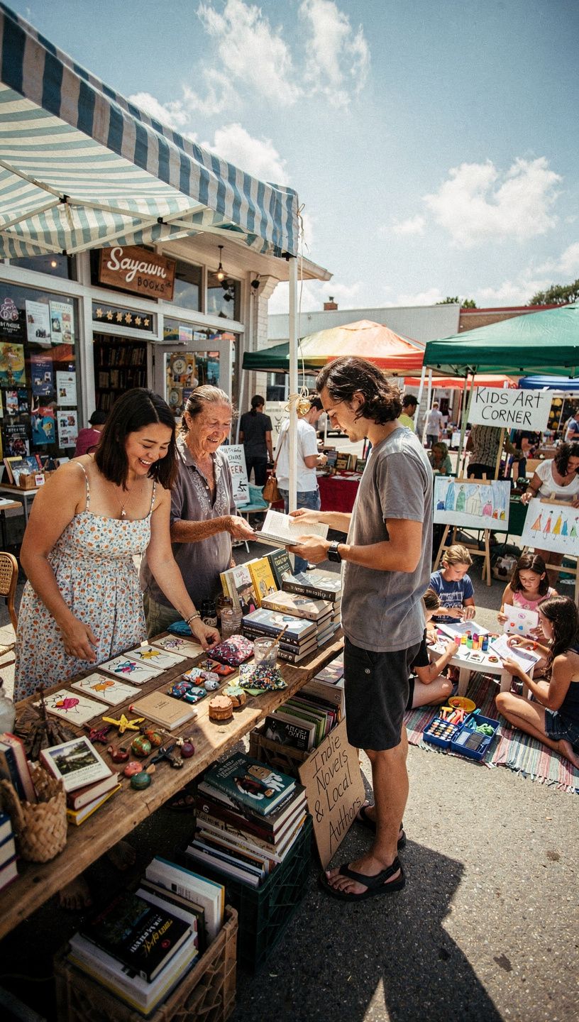 地元作家のサイン本が展示されたコーナー